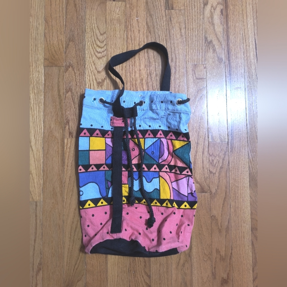 Pick 3/$10⭐ Vintage Spiegel drawstring canvas bag, H 18" x L 13"